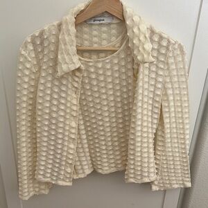 GIMAGUAS Cream Textured Open-Front Blazer